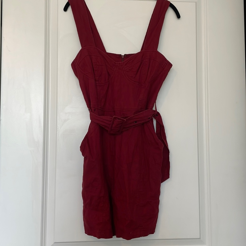 Urban Outfitters Red Bustier Dress with Pockets